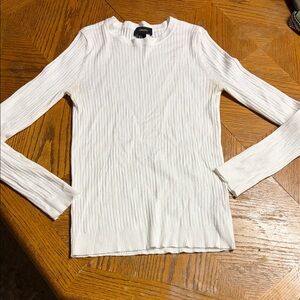 Forever 21 Cream Ribbed Long Sleeve Tee